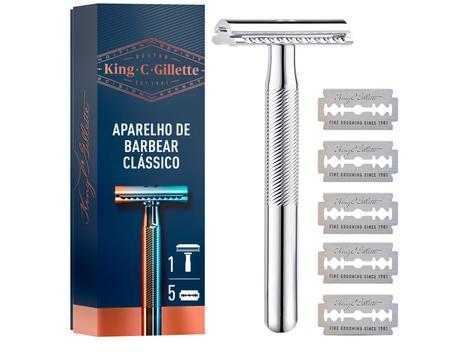Aparelho de Barbear Recarregável King C Gillette Clássico - 5 Cargas