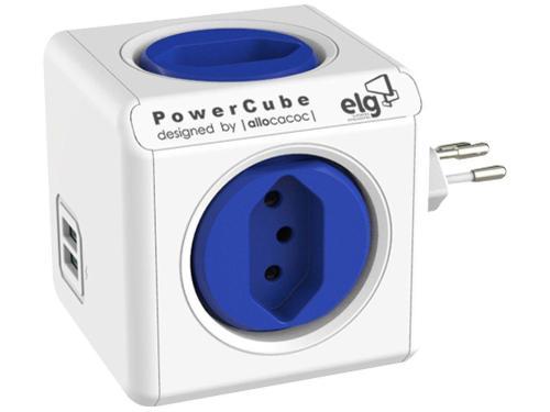 Adaptador de Tomada Universal 4 Tomadas - 2 UBS ELG PowerCube USB Bivolt