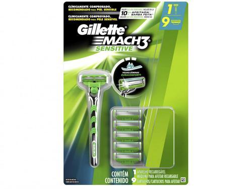 Aparelho de Barbear Gillette Sensitive Mach 3 + 9 cargas
