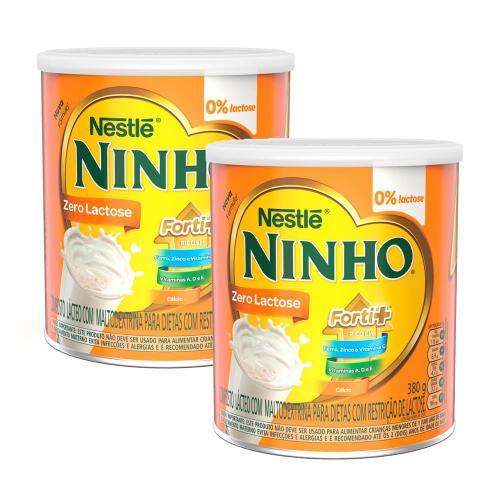 Kit Composto Lácteo Nestlé Ninho Zero Lactose Forti+ Lata 380g - 2 Unidades