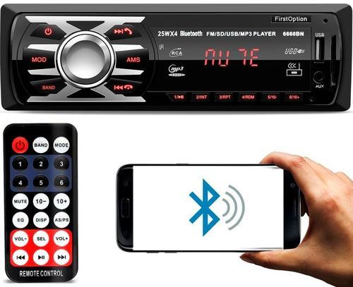 Som Automotivo MP3 Player Bluetooth,Entrada Auxiliar, P2, Rádio FM, Saída RCA, SD, Viva Voz e USB - First Option