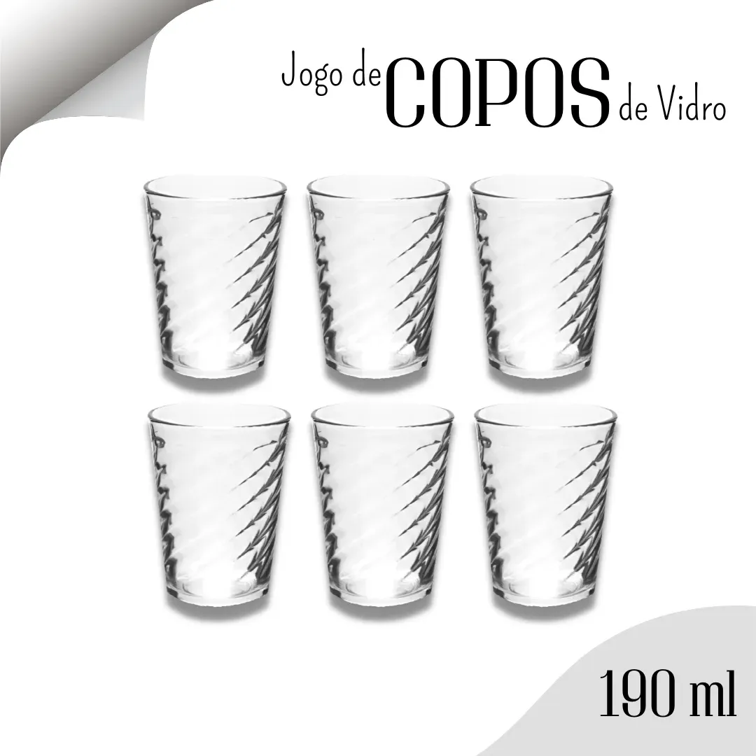 [Conta Nova/BR] - Jogo De Copos De Vidro 190 Ml - Kit C/06 - Nybc