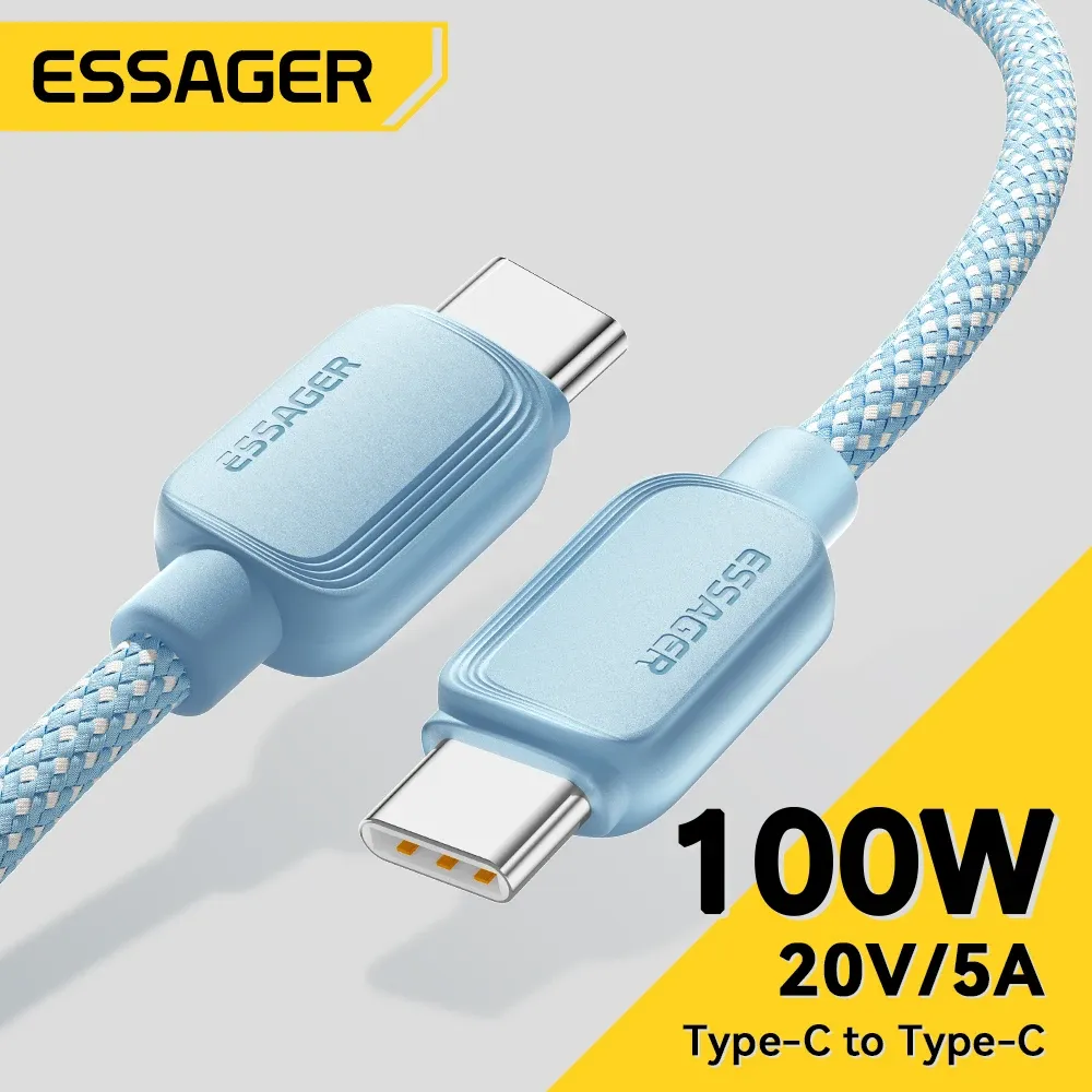 Cabo de Carregamento Rápido Essager 100W USB Tipo C para Cabo USB C - 1/2M
