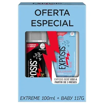 [PRIME] Kit Exposis Extreme Repelente Spray 100ml + Exposis Bebê Repelente Gel 117g