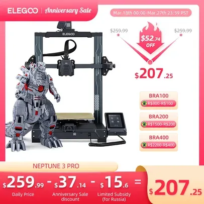 [Do Brasil] Impressora Impressora 3D Elegoo Neptune 3 Pro