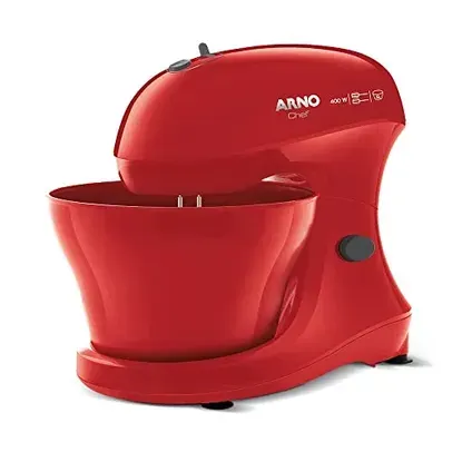 Batedeira Arno Chef 400W 2 batedores multifuncionais 5 Litros Vermelha 127V - SM02