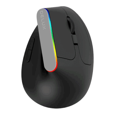 [Taxa Inclusa] Mouse Vertical Sem fio Delux M618c RGB Ergonômico Silencioso, 6 Botões - DPI de 1600