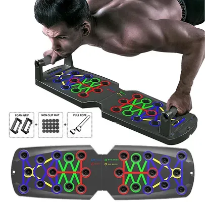Suporte para Exercício Muscular Folding Push-up Board Mesa Multifuncional, Equipamento Portátil