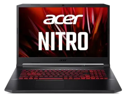 Notebook Gamer Acer Nitro 5 i7 11ª ger. 16GB RAM 512GB SSD (NVIDIA RTX 3050) 17,3 LED FHD IPS 144Hz Linux Gutta Preto com vermelho