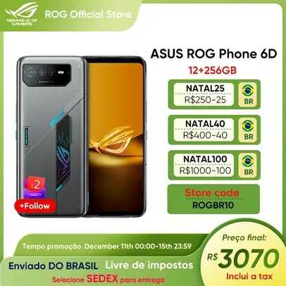 Smartphone ASUS ROG 6D com 12GB de RAM, 256GB de Armazenamento, Snapdragon 8 e Tela AMOLED
