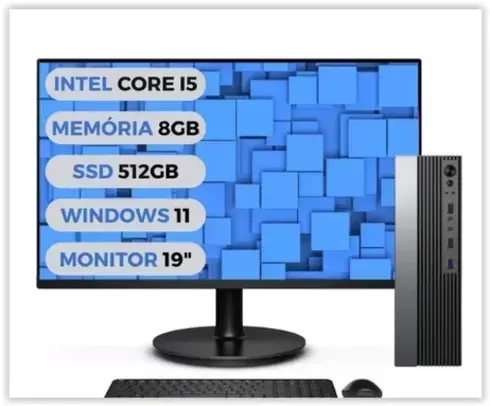 Computador Completo 3green Velox Intel Core i5 8GB SSD 512GB Windows 11 Professional Monitor LED 19" 3GV-15