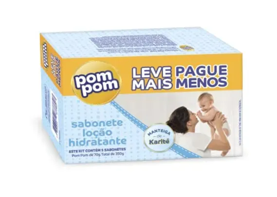 [Leve + Pague - R$10,32] Pom Pom Kit Sabonete Hidratante, 70g cada - Total 350 g
