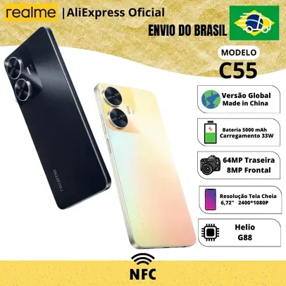 Smartphone Realme C55 8GB + 256GB Cam 64MP - Dourado
