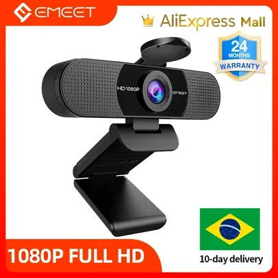 [ Do Brasil ] Webcam Emeet 1080p Full HD com Microfones, Streaming de Computador USB, Usado para PC Zoom, Desktop, Laptop, Reunião de Vídeo