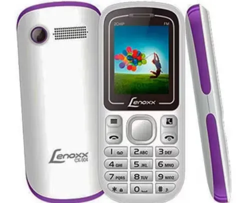 Celular Lenoxx CX 904 Branco/Lilás com Tela 1,8”, Dual Chip, Câmera VGA, Bluetooth, Rádio FM