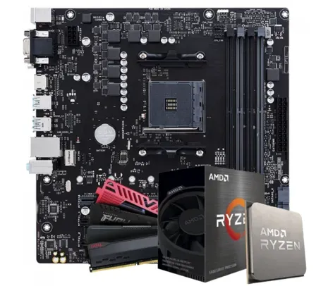 Kit Upgrade Ryzen 5 5500 + Placa Mãe B450 + 16GB DDR4