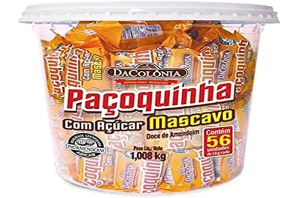 Da Colonia Paçoca Rolha C/ Açucar Mascavo Pote C/56 Und Dacolonia