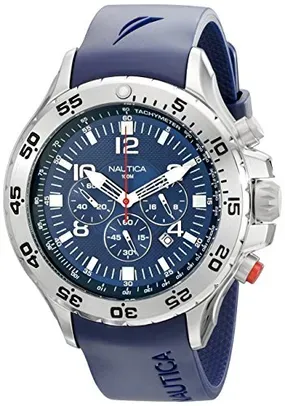 Nautica Relógio masculino de silicone e resina de quartzo, azul