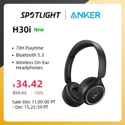 Anker h30i Fones de ouvido sem fio, Soundcore, fone de ouvido Bluetooth 5.3