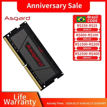 Asgard-Memória RAM de Alto Desempenho para Laptop, DDR4, 8GB, 16GB, 2666MHz