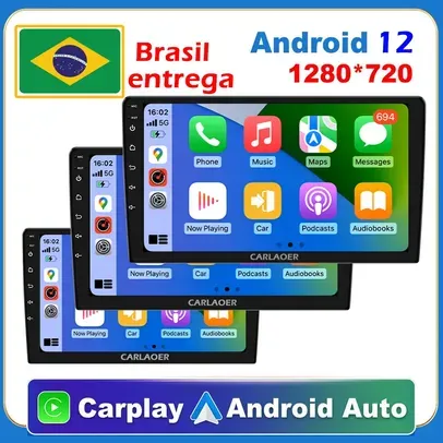 [BR | Moedas]Multimídia Carro Android CarPlay, Rádio, 7 ", 9", 10 ", Receptor Auto Estéreo, 2 Din Player, GPS, Android 12