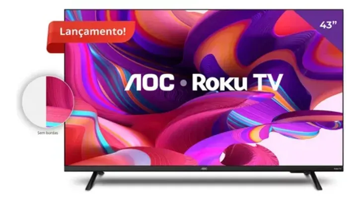 Smart Tv 43&amp;quot&amp;quot Full Hd Com Roku Tv 43s5135/78g Aoc Bivolt - R$ 1.478