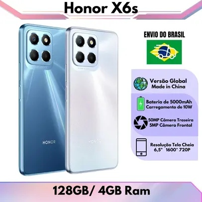 [Do Brasil] Smartphone Honor X6s 128GB 4G / 4GB RAM Versão Global