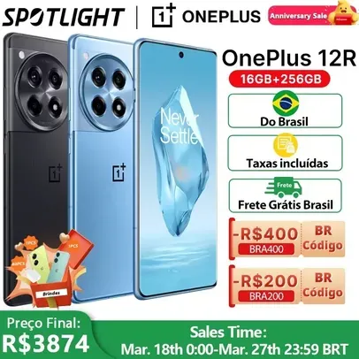 [Já no Brasil] Smartphone OnePlus 12R Snapdragon 16GB RAM 256GB8 - Gen 2, Tela 120Hz, 100w,