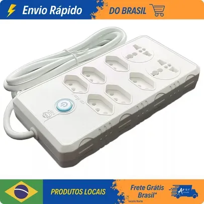 [Do Brasil] Filtro de Linha 6 Tomadas Régua Bivolt C/ 2 Tomadas Universal Proteção contra