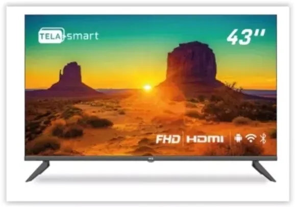 Smart TV 43 hq Full HD hdr tela sem bordas Android 11 design Slim Processador Quad Core Espelhamento de tela