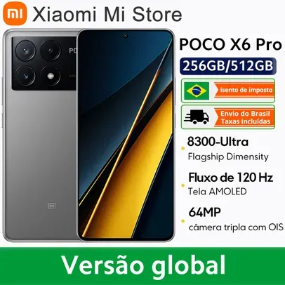 Smartphone POCO X6 Pro 5G, Versão Global, Dimensão 8300 Ultra, 6.67