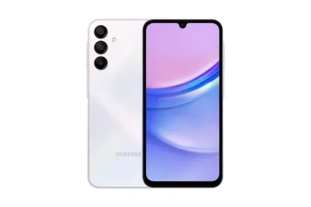 Smartphone Samsung Galaxy A15 4G Azul Claro 128GB, 4GB RAM, Processador Octa-Core, Câmera Tripla Traseira, Selfie de 13MP, Tela Infinita de 6.5" 90Hz