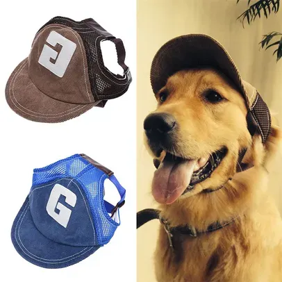 (Taxa inclusa) |Boné de beisebol com orelhas para cães, chapéu ajustável, protetor solar, espo