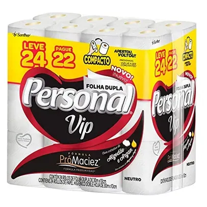 [Rec] Personal VIP - Papel Higiênico, Folha Dupla, Branco 24 unidades (Embalagem pode variar)