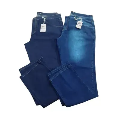 [AME R$ 94 ] Kit c/ 2 Calças Jeans Masculina Extra Grande Tradicional (Tam. 50 54 e 56)