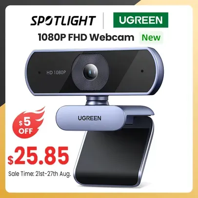 UGREEN - Mini Webcam USB para Computador Portátil, Câmera Web, Microfones Duplos, HD 1080P, 2K