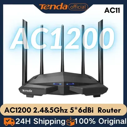 [Taxa Inclusa] Roteador Tenda AC11 Ac1200 Dual Band 5 Antenas 6dbi 120m²