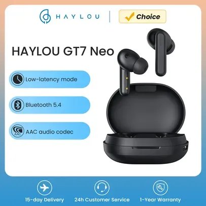 Fone de Ouvido Sem Fio HAYLOU GT7 Neo com Bluetooth 5.4, Controle Smart Touch e Cancelamento de Ruído