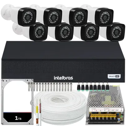 Kit 8 cameras seguranca 2 mp Full HD dvr Intelbras 1108 1 tb