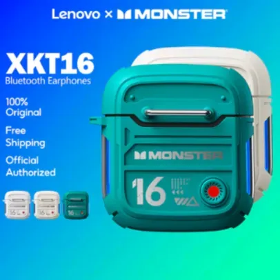 Lenovo × Monster XKT16 TWS Fone De Ouvido Bluetooth Sem Fio Hi-Fi Estéreo De Longa