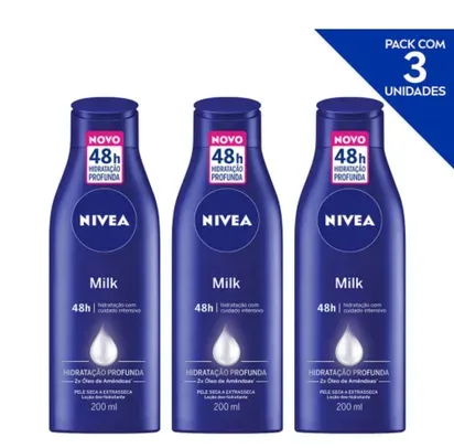 [ R$ 8 CADA ] Nivea Loção Deo-Hidratante Corporal Milk Hidratação Profunda 200ml - 3 unidades