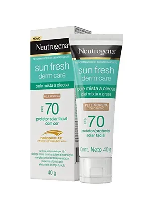 Neutrogena Sun Fresh Protetor Solar Facial Para Pele Oleosa Derm Care Pele Morena FPS 70,40g
