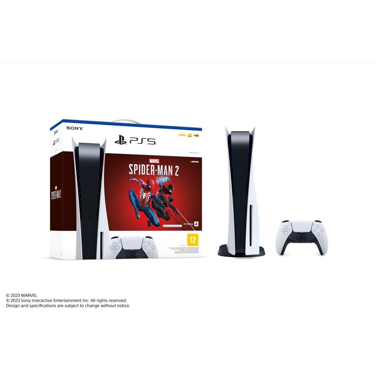 Console Sony Playstation 5 com Unidade de Disco e Jogo Marvel s Spider Man 2