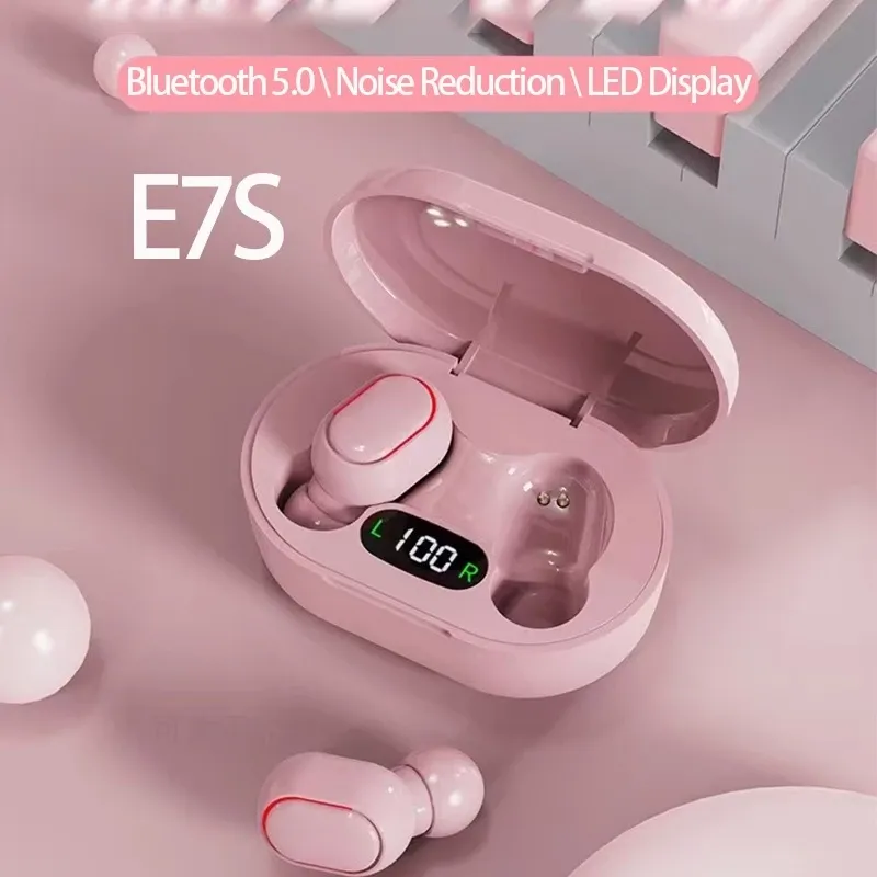 E7S Bluetooth 5.0 Fones De Ouvido HiFi Sem Fio Estéreo Com LED Display Digital Botão De Controle À Prova D'água Mini Esporte Fone Para iPhone Xiaomi