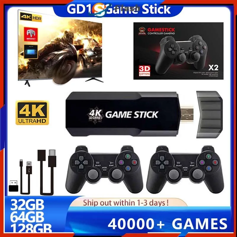 Jogo De Vídeo Stick Game 4k Clássico Retro Sem Fio Video GD10 Console Com O Sistema Novo Mais De 40000 Jogos