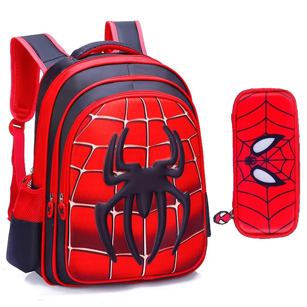 2 Em 1 Kit 3D Marvel Spiderman  Aranha Escolar Saco Conjunto Mochila Infantil Menino Bonito Dos Desenhos Animados Do Bebê Meninos Meninas Homem Escolar Crianças 1 2 3 4 5 6 Anos d Rodinha