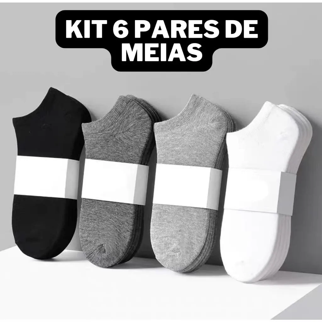 Kit 6 Pares Meia Soquete Cano Curto
