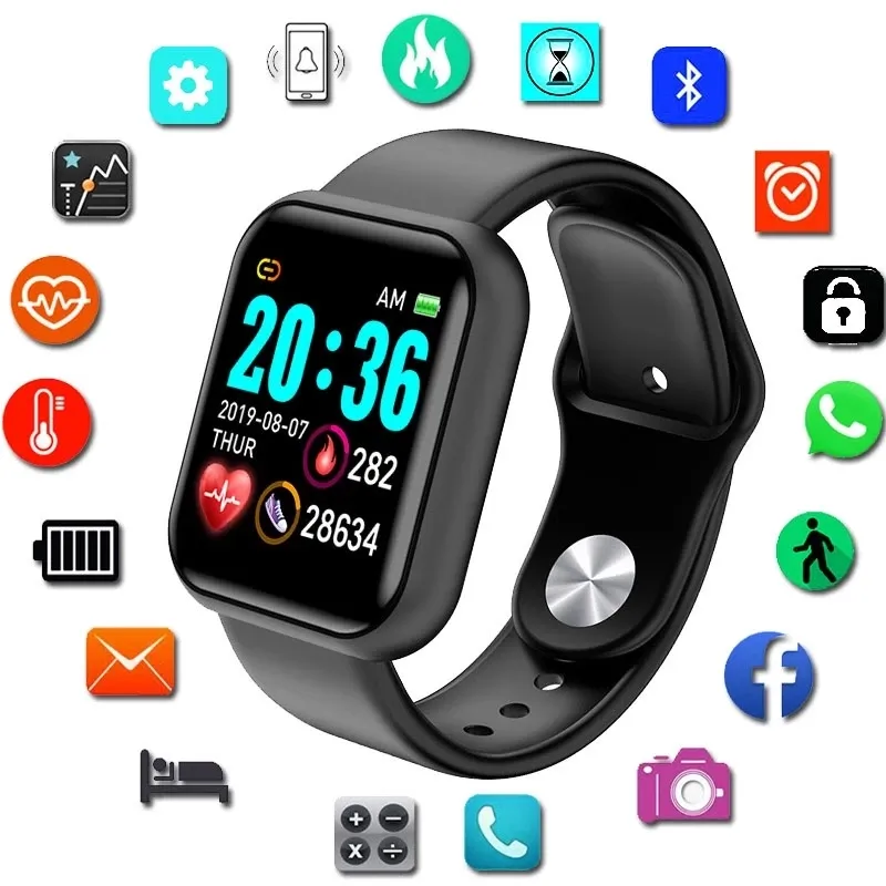 Smartwatch ASAZQ D20 Y68 Bluetooth À Prova D'água Com Relógio Smart Fitness Monitor