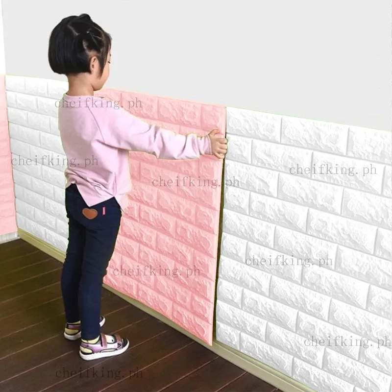 Adesivos de parede de espuma 3d adesivo papel de parede design de tijolos à prova d'água para quarto