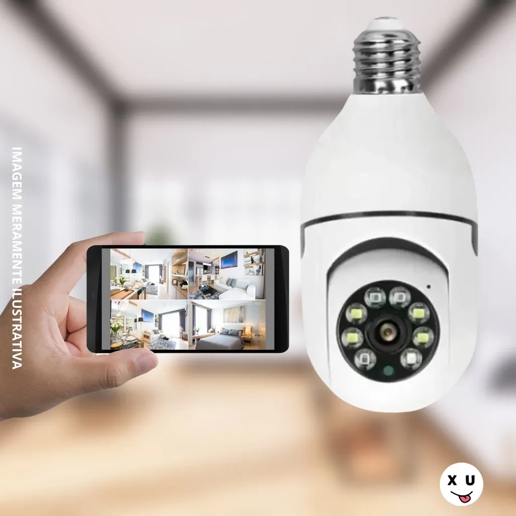 Câmera segurança wifi ip sem fio 360 com encaixe lampada bocal aplicativo yoosee ptz full HD visão noturna - bivolt